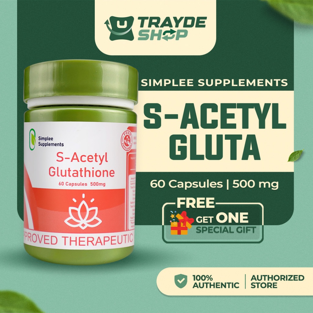 Simplee S-Acetyl Glutathione – 500mg | 60 Capsules – Supports Skin Radiance  & Antioxidants