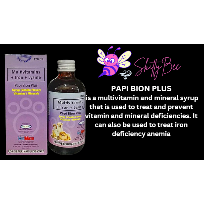 Papi IRON PLUS B COMPLEX / Bion Plus Syrup (Vanilla Flavor) for Dogs ...