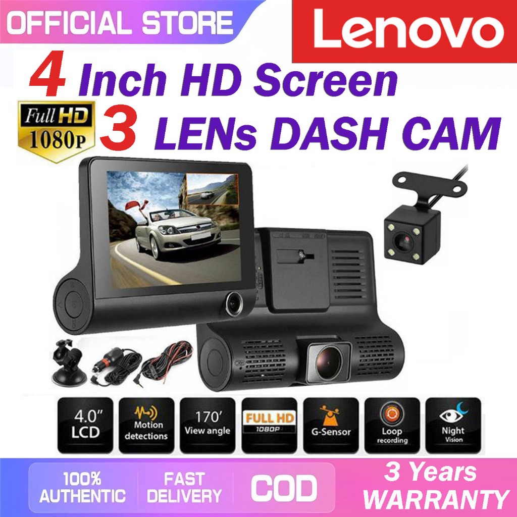 lifetime Warranty Lenovo Dash Cam For Car Front And Back With Night Vision  360 Camera Inch