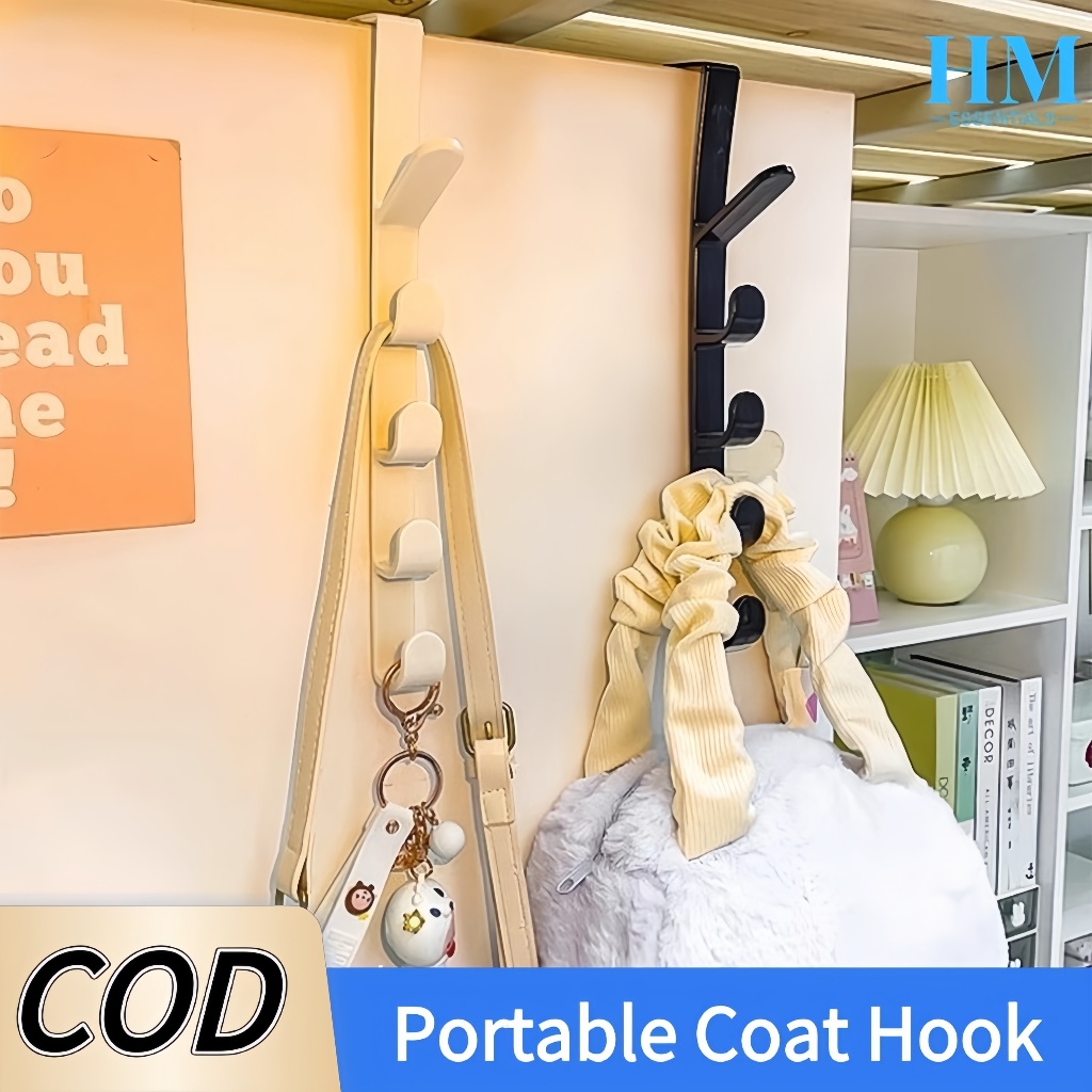Portable Coat Hook Five Section Hanging Clothes Rack Behind The Door ...