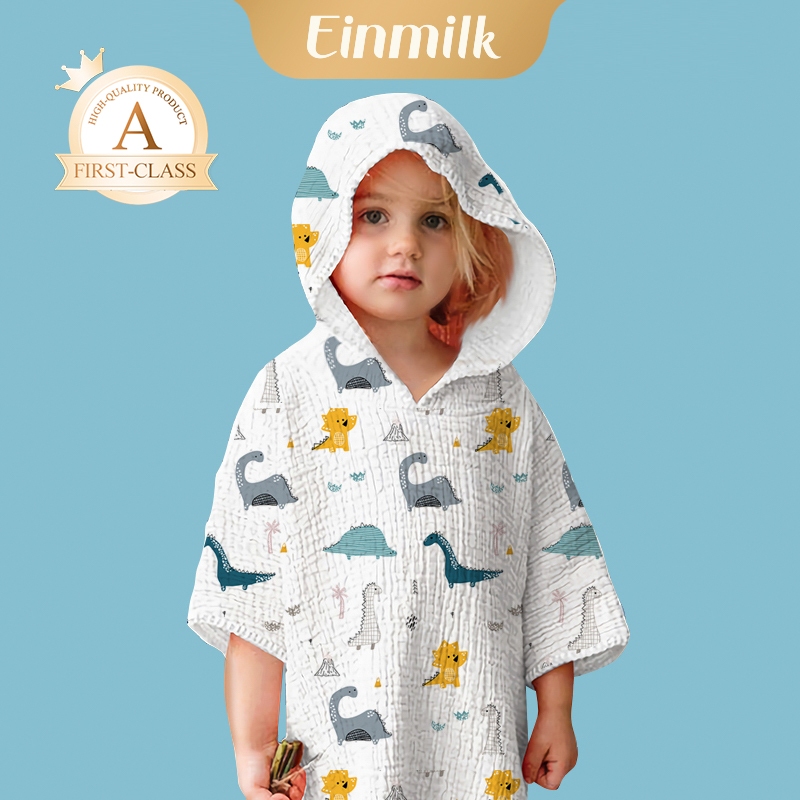Einmilk Hooded Bath Robes 100% Cotton Super Soft Micron Fiber Animal ...