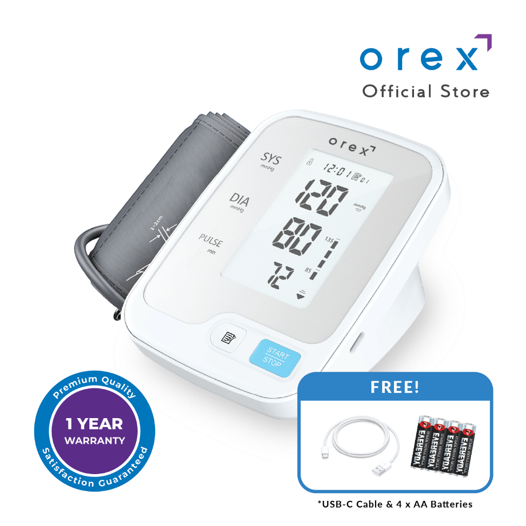 OREX Automatic Digital Blood Pressure Monitor OBPA-001 w/ 1 Year ...