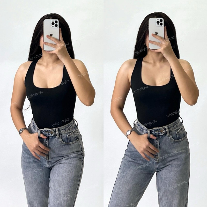 MAXIN RACERBACK Basic Top Double Lining Front And Back Cotton Brishtyle ...