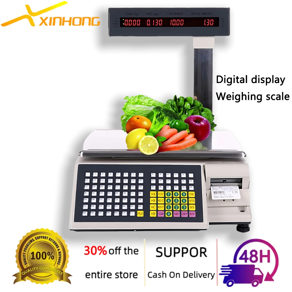 Commercial Digital scale with Post HD Display Printer for Market ...