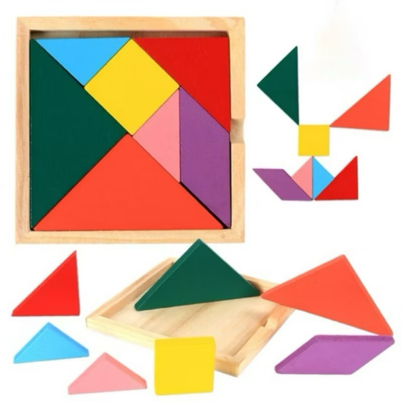 DIY Children Kids Mental Development Tangram Wooden Jigsaw Puzzle ...
