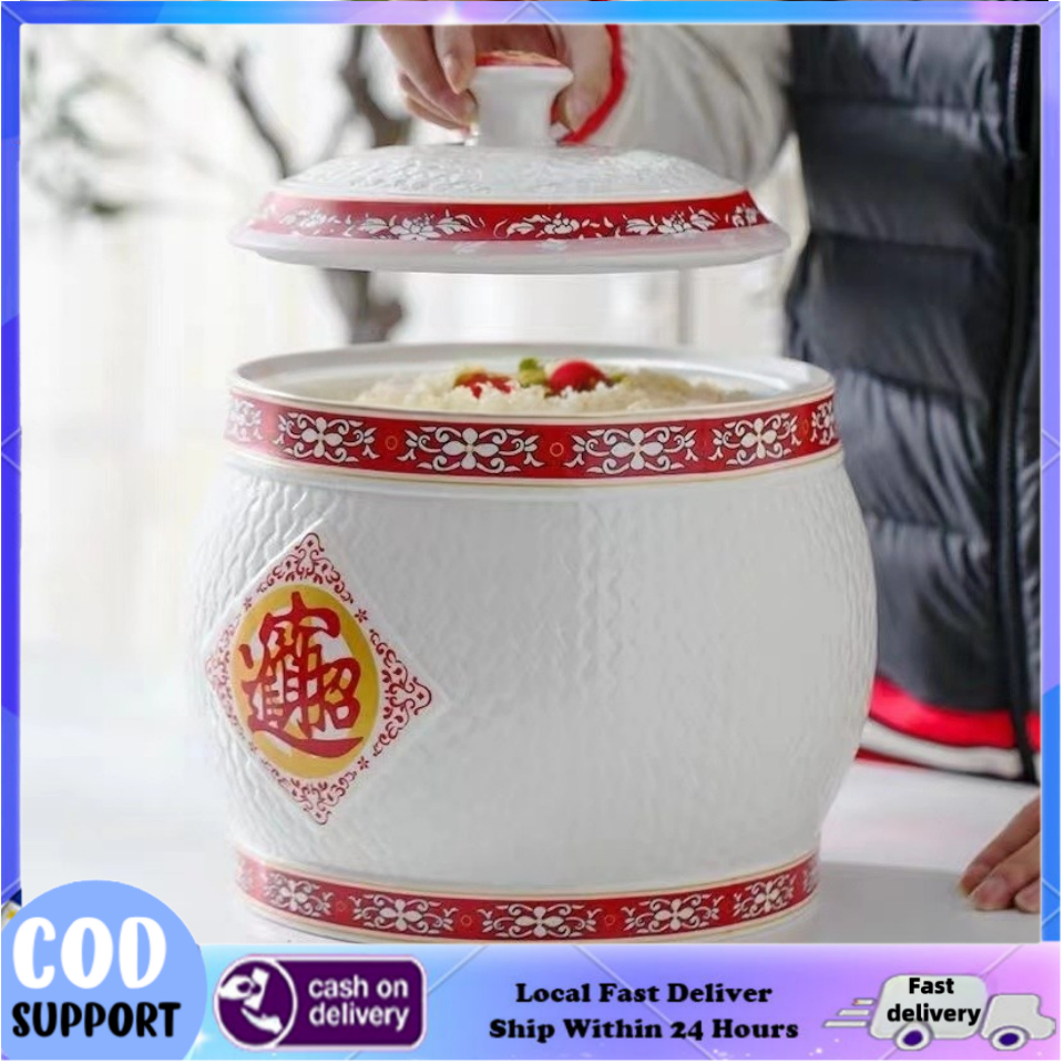 Ceramic Rice Storage Container 5KG/10KG Rice Bucket Sealed with Lid ...