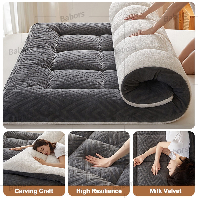 2m Topper Foldable Mattress Tatami velvet Bed Sheet Single/Queen/King ...