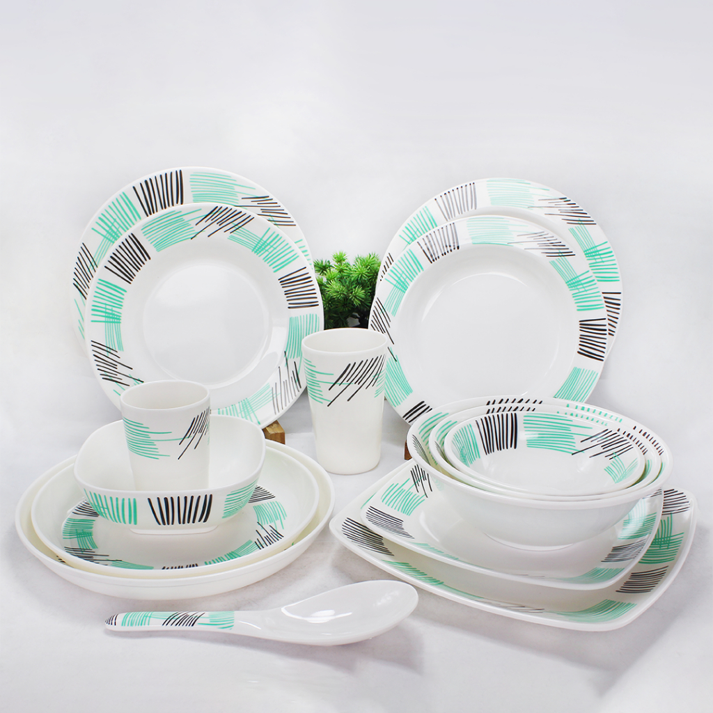 4pcs set Vector Stripes Design Melamine Plate, Bowl, Cup, Rice Spoon ...