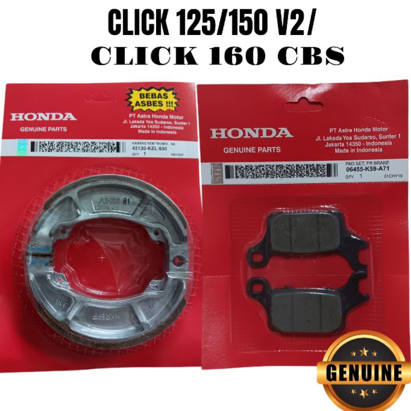 HONDA CLICK BRAKESHOE, BRAKE PAD 125 ,V2 ,V3/150 V2/160 CBS | Shopee ...
