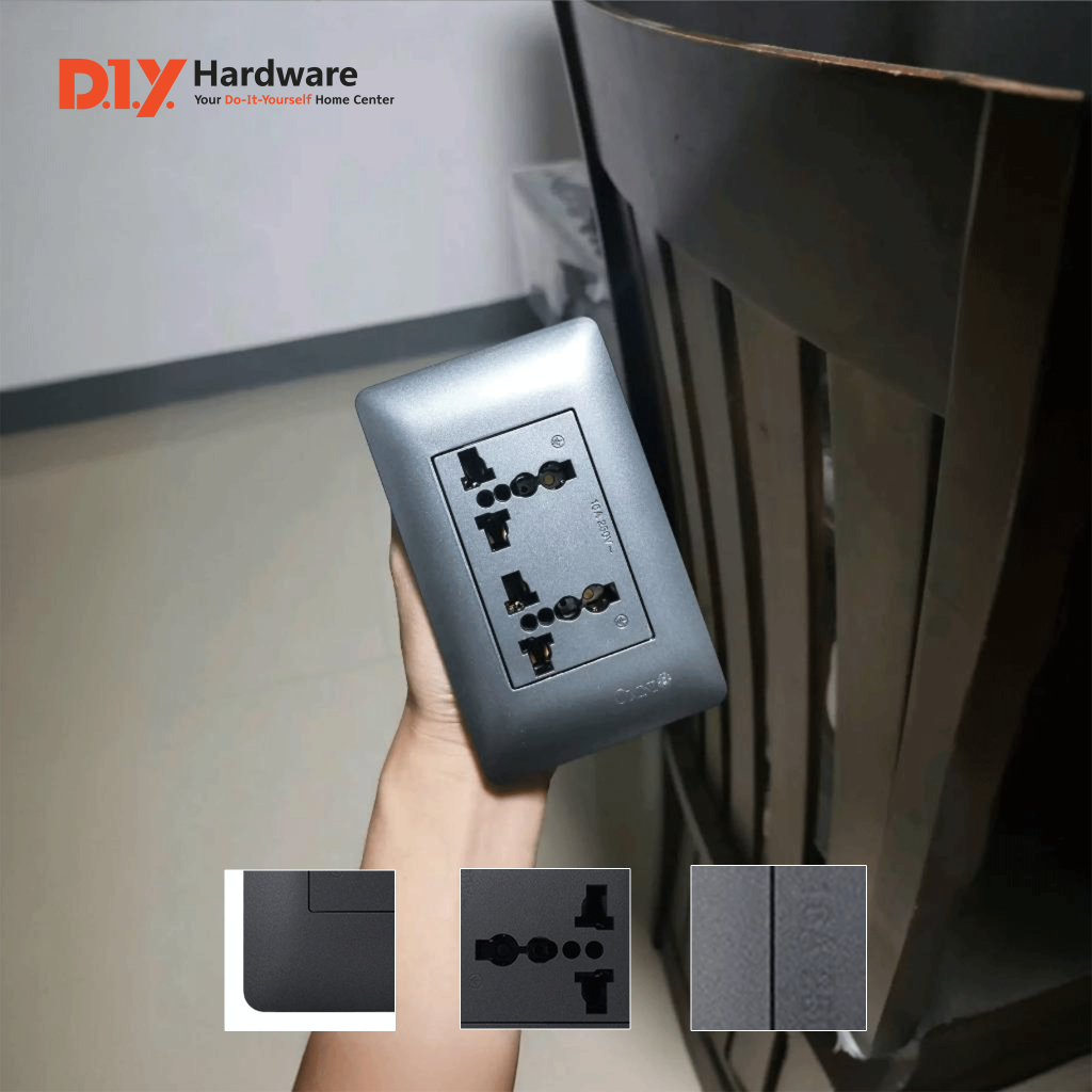 OMNI by DIY Hardware Duplex Universal Outlet with Ground in Graphite ...