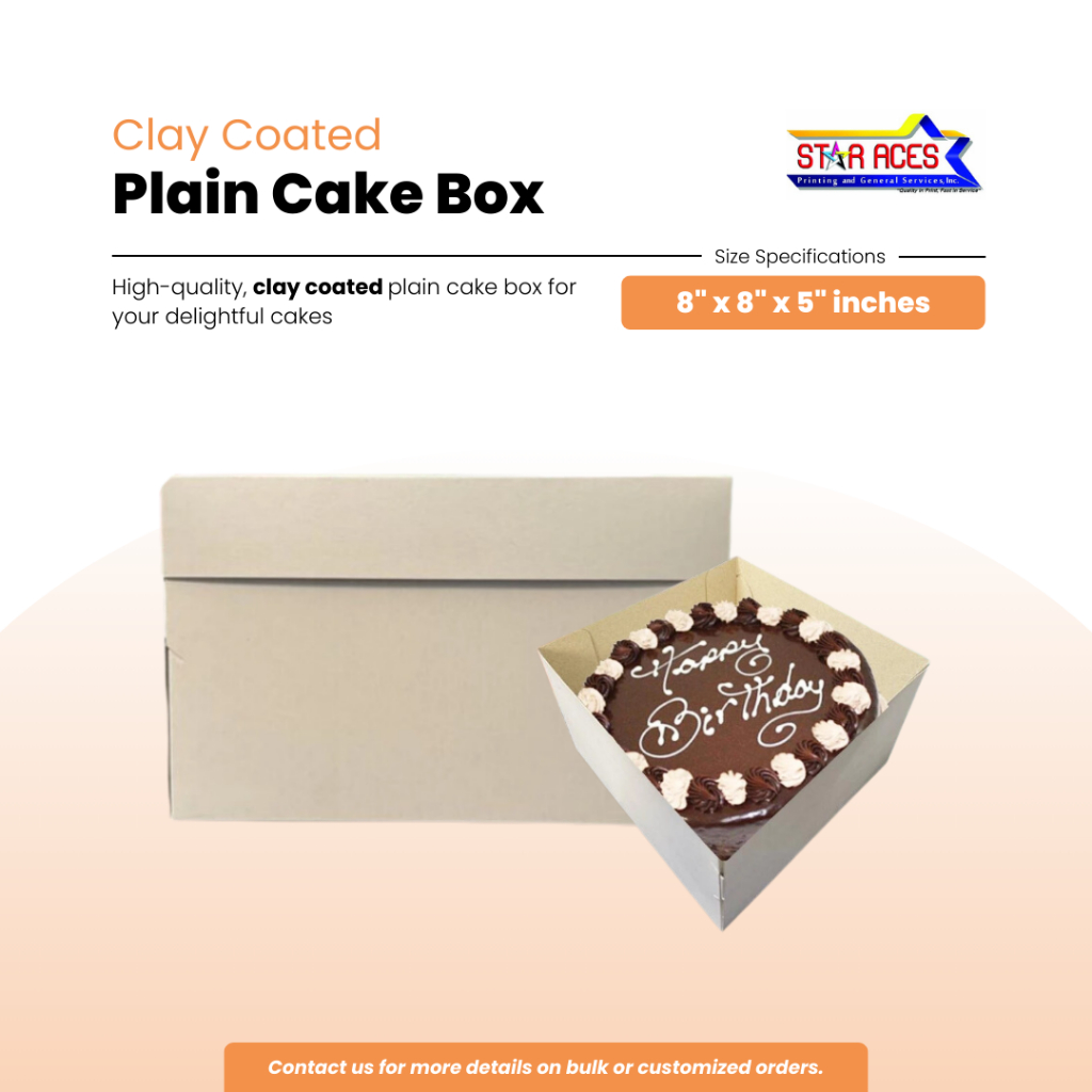 Cake Box Size 8 | 8x8x5 | (Inch) Clay Coated | Shopee Philippines