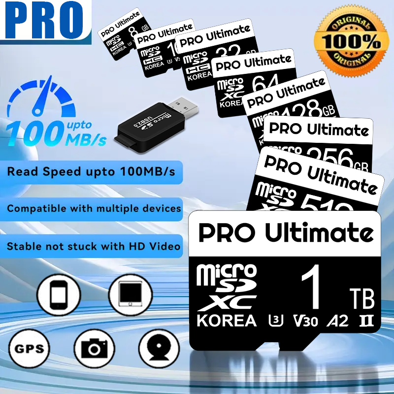 100% Memory Card Original 128gb 256gb 512gb 1tb Sd Card Memory Card For ...