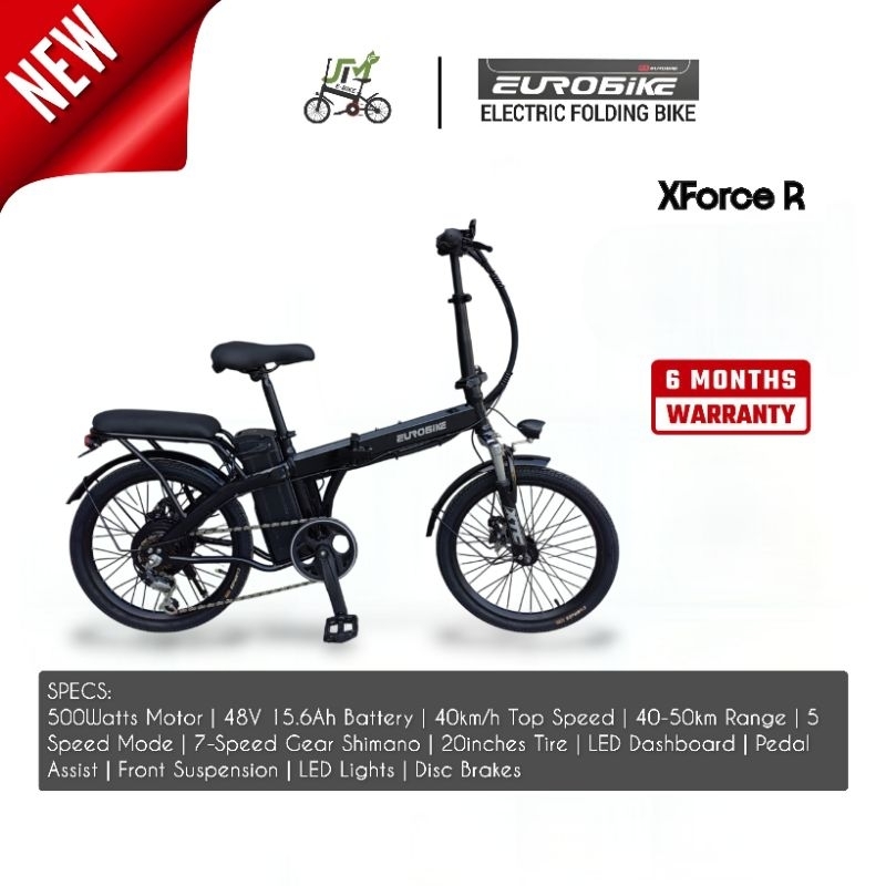 EBike EUROBiKE XForce R 20 Inches Electric Folding Bike Euro Bike 500W  40km/h Speed 7-Gear