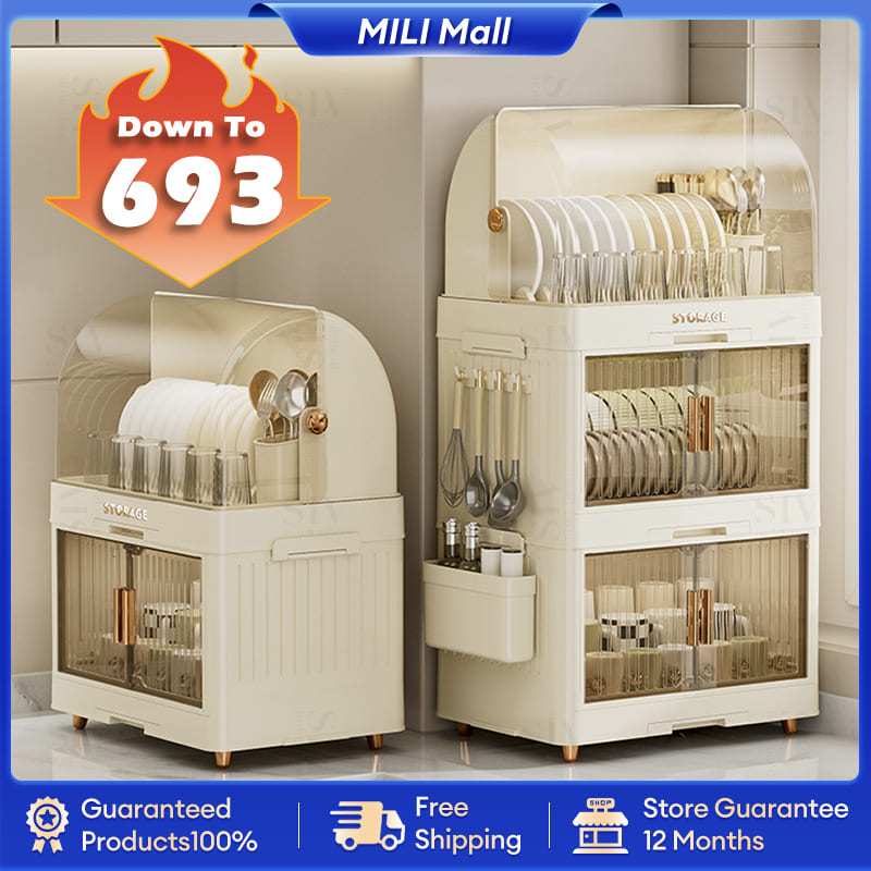 Dish Rack Kitchen Multifunctional Dish cabinet Drain Organizer Plate ...