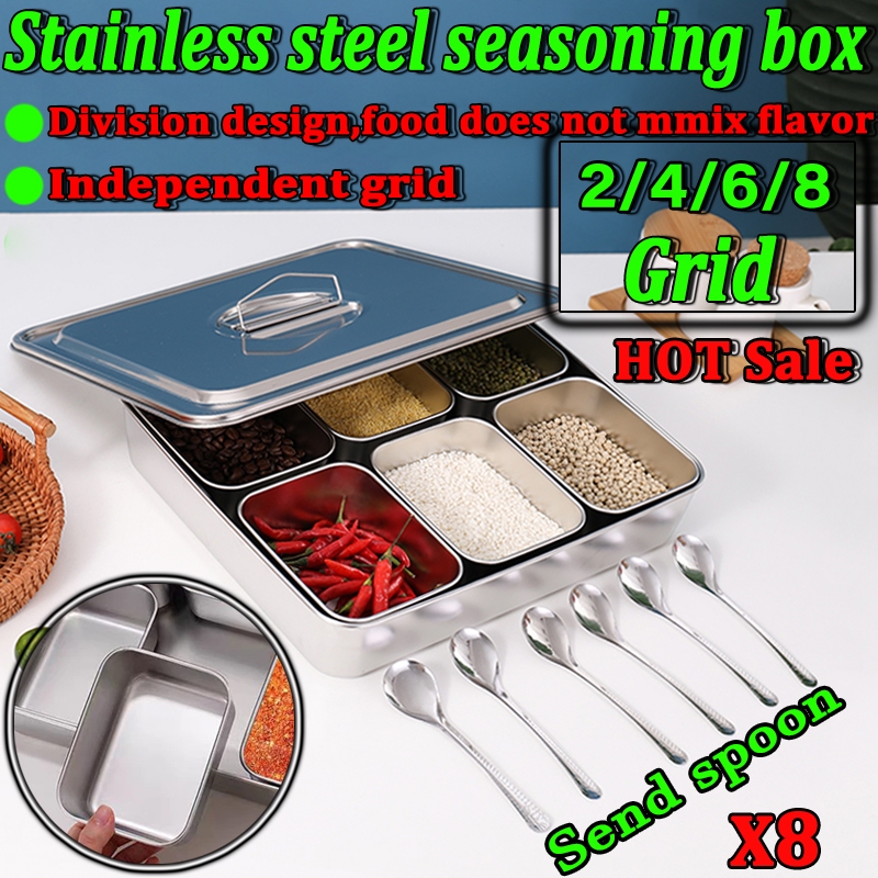 Seasoning container 2/4/6/8 Box kitchen stainless seasoning box with ...
