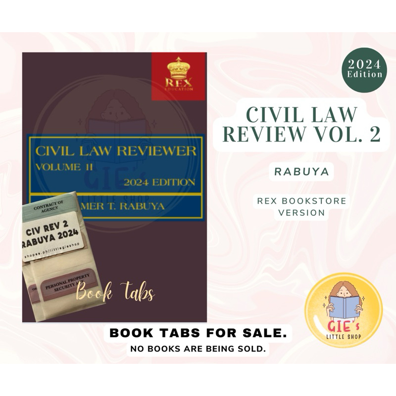 CIVIL LAW REVIEW VOL 2 by Rabuya 2024 REX Tabs Flags Stickers Labels ...