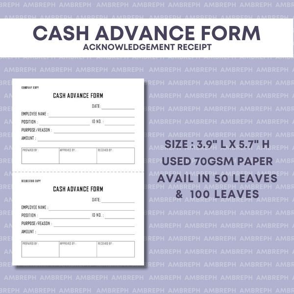 AMBREPH : CASH ADVANCE FORM VALE FORM l A6 SIZE PETTY CASH VOUCHER ...