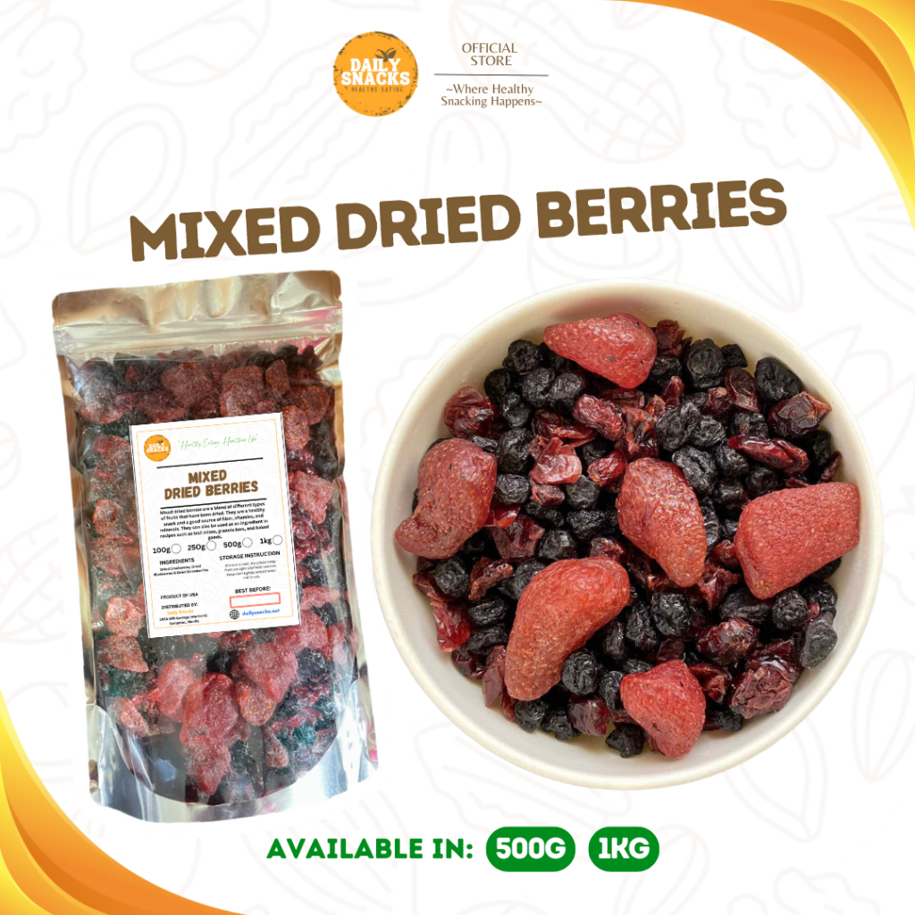 Daily Snacks Mixed Dried Berries - 500g & 1kg in Ziplock Pouch | Shopee ...