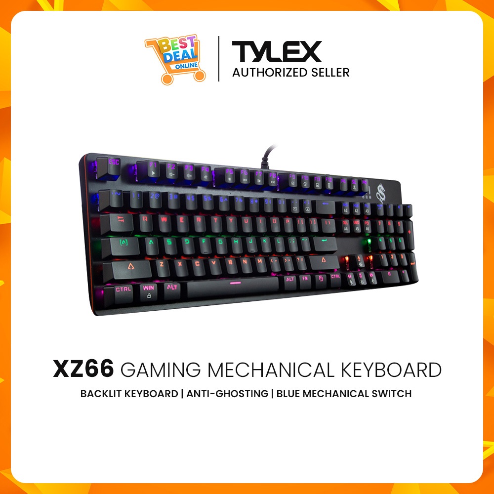 Tylex XZ66 RGB Gaming Keyboard With Backlit Keys Plus Blue Mechanical  Switch N Key Rollover Support