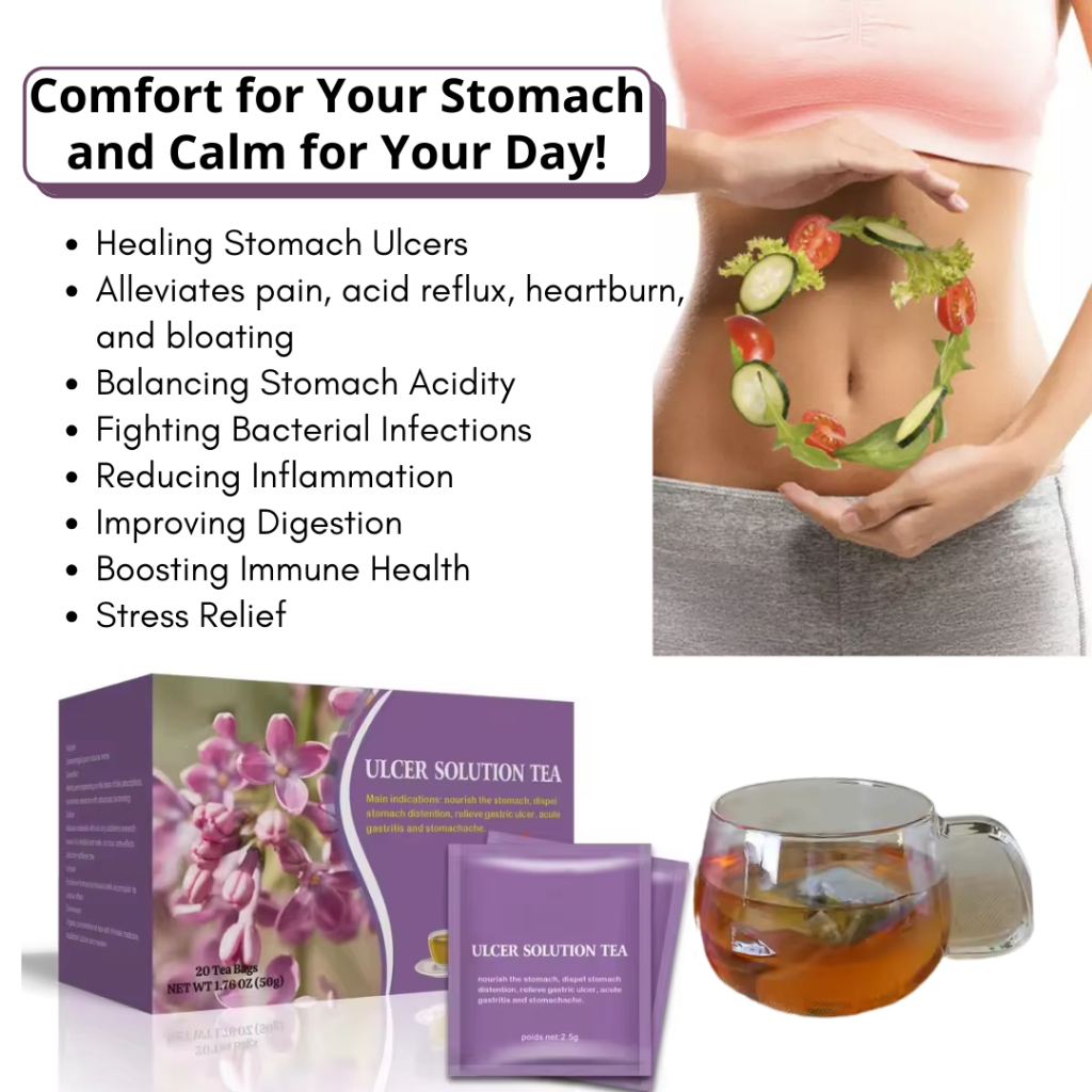 Ulcer Solution Tea Natural Relief for Stomach Ulcers, Acid Reflux ...