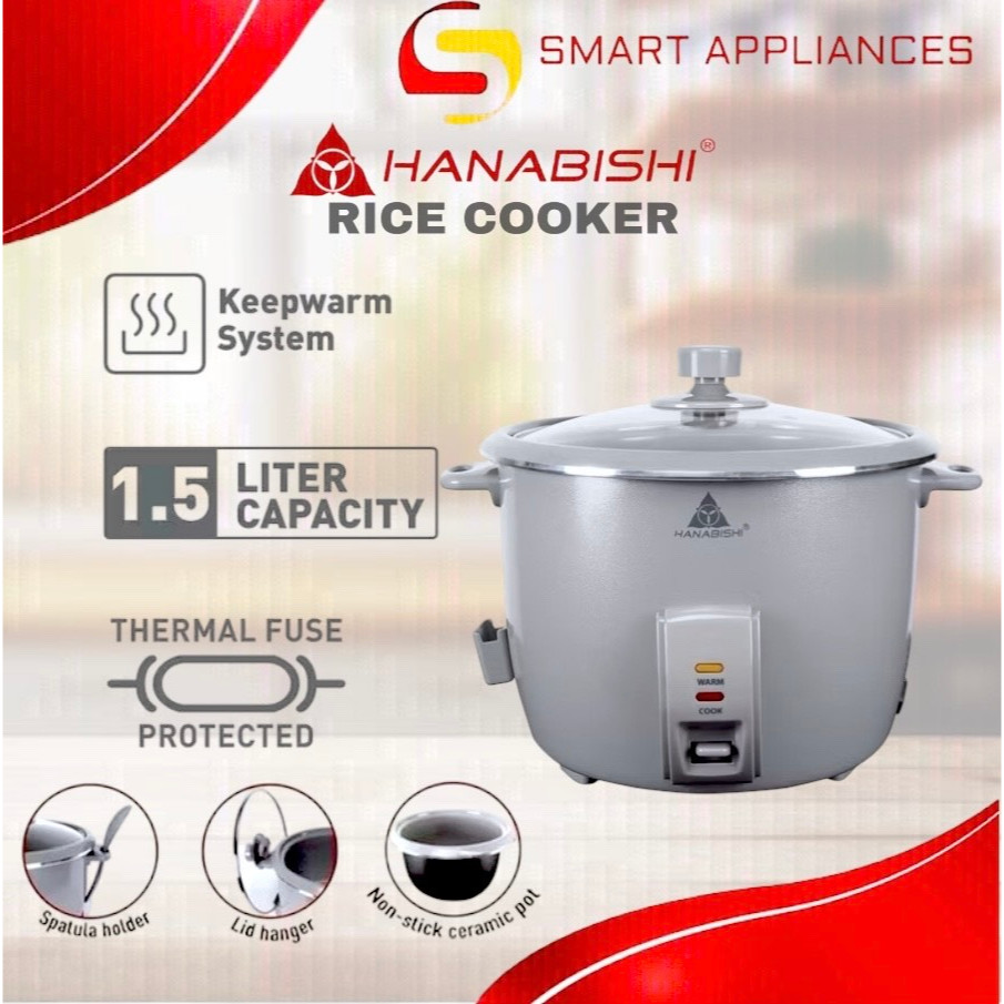 Hanabishi HHRC-15CERC Rice Cooker Ceramic 1.5 Liters HHRC15CERC Glass ...