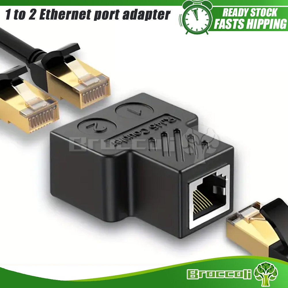 1 to 2 Ethernet Splitter Adapter, RJ45 Network Cable Connector ...