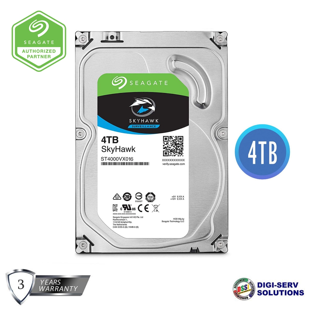 Seagate SkyHawk 4TB Surveillance Hard Drive ST4000VX007 - 3.5" SATA 6Gb/s 5900RPM 64MB Cache