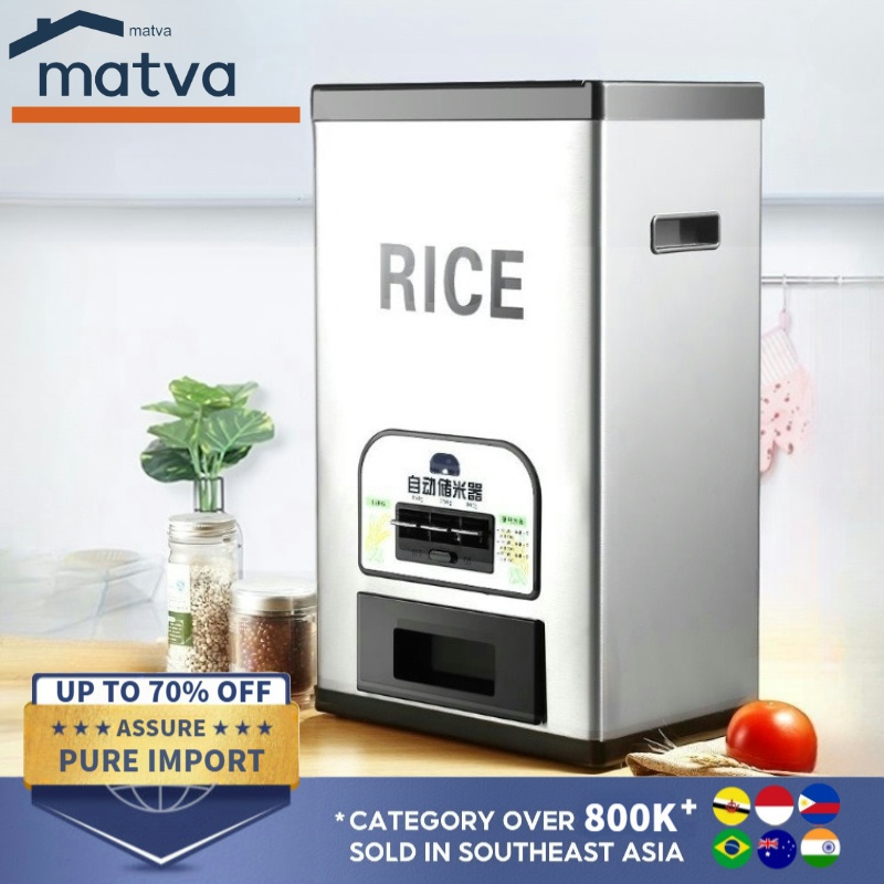 MATVA Rice Storage 20 /25 Kilos Automatic Rice Household Rice Dispenser ...