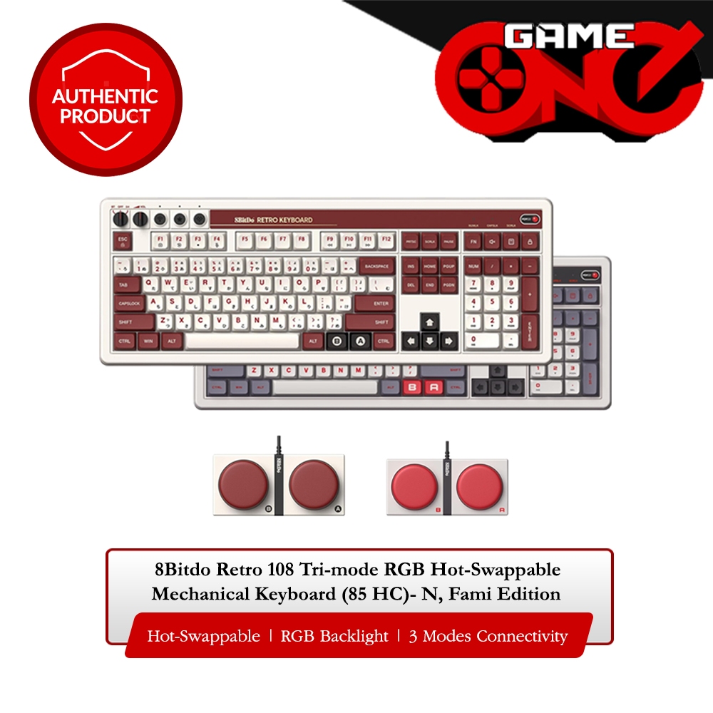 8Bitdo Retro 108 Tri-mode RGB Hot-Swappable Mechanical Keyboard (85HC ...