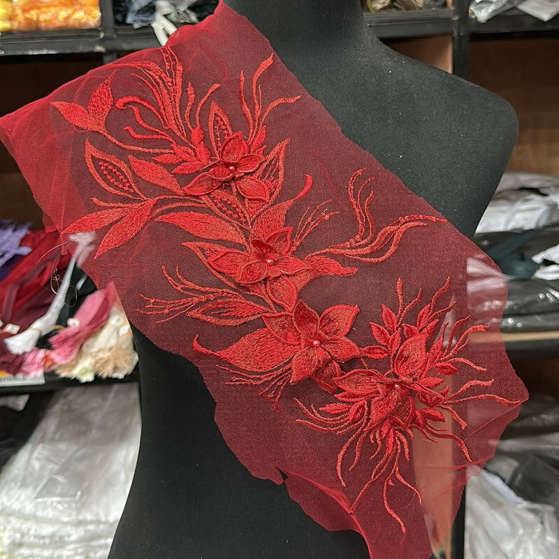 Floral Patch Lace Patching Red Maroon (Per Piece) | Shopee Philippines