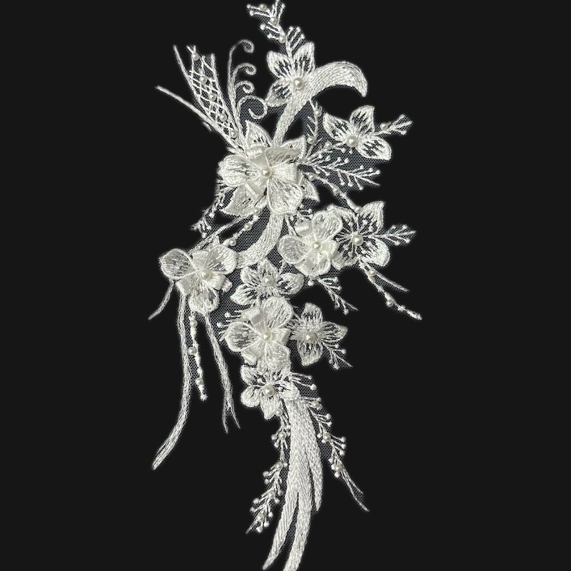 White Beaded Floral Patch Lace Patching Lace (Per Piece) | Shopee ...