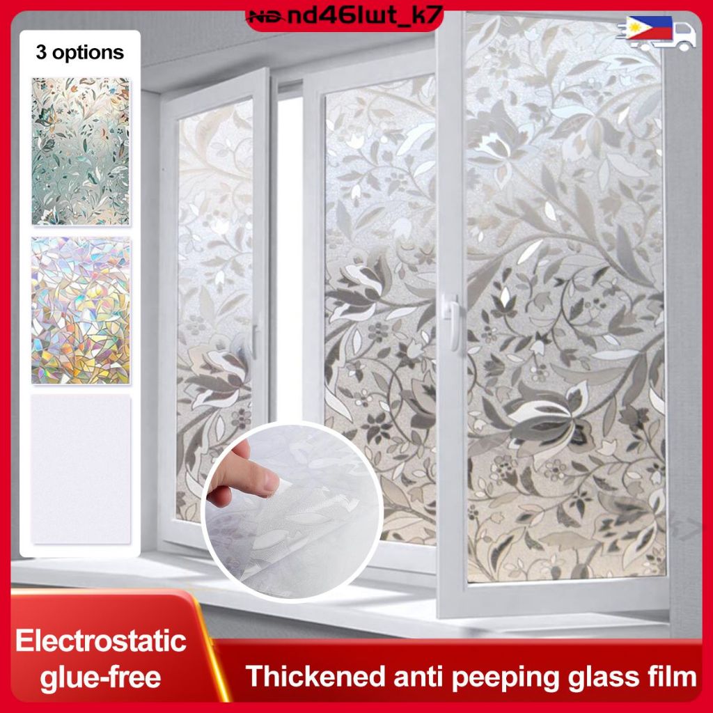 PVC self-adhesive Privacy window film stickers Anti UV 3D Rainbow ...
