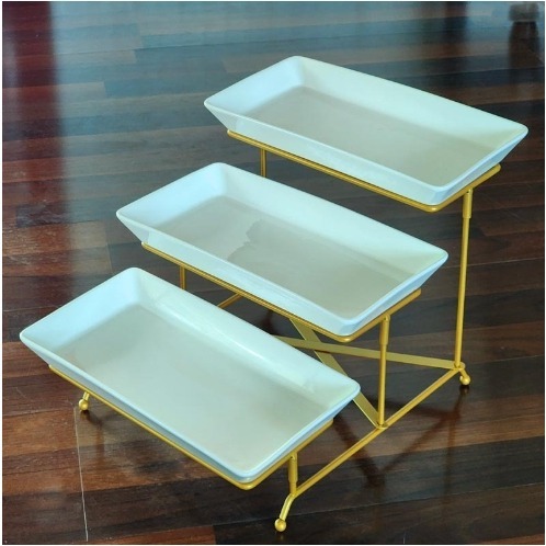2/3 Tier Multi-Layer Tray Set, Foldable Sturdy Stand,12 Inch Triple ...