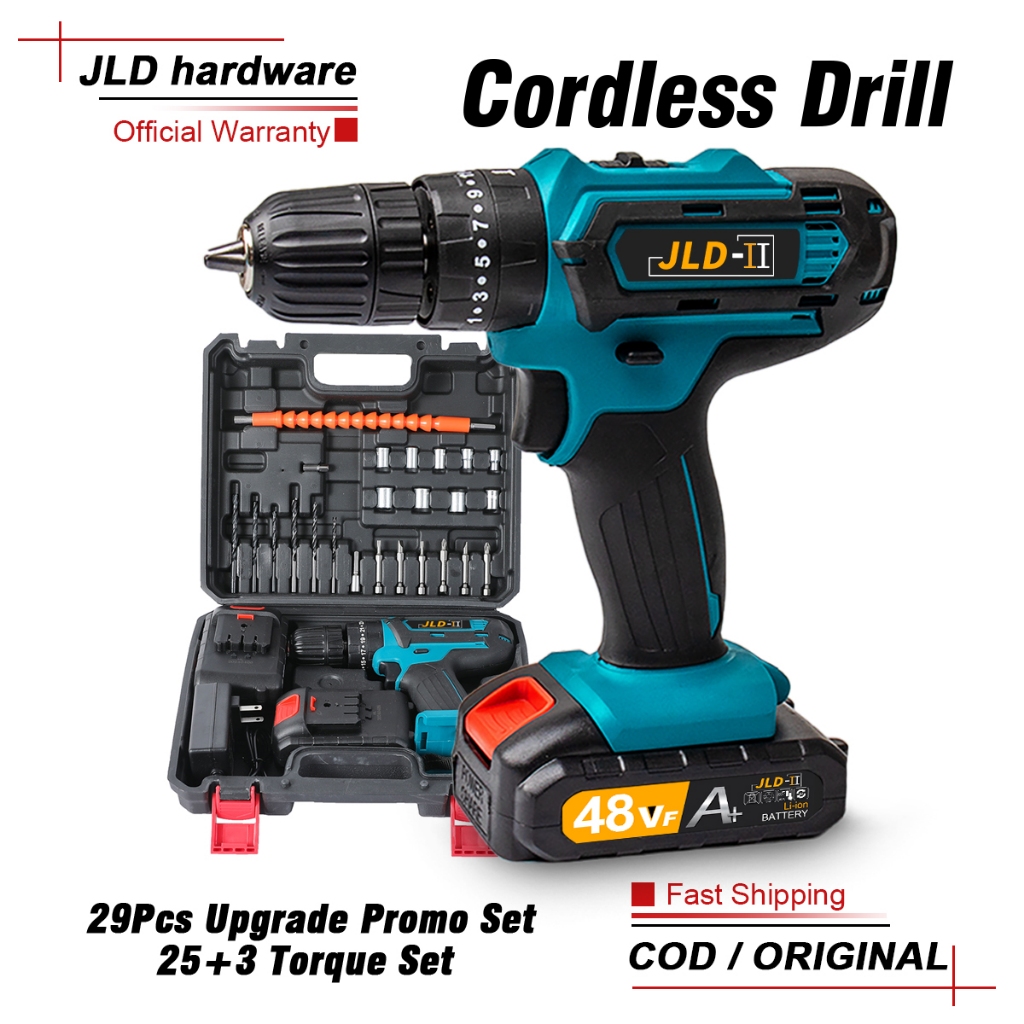 JLD 48Vf Cordless Hand Drill Rechargeable Promosi 29Pcs Fullset 2 ...