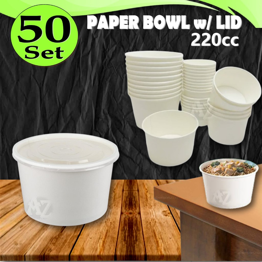 Paper Bowl 220cc Bowl only or Set or Lid only (for Rice meals, Silog ...