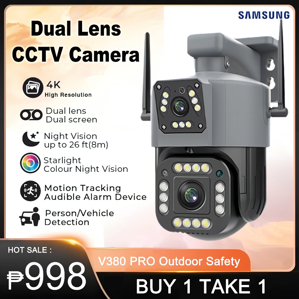 BUY 1 TAKE 1 V380 Pro Outdoor 4K CCTV Camera Dual Lens Wireless Wifi ...