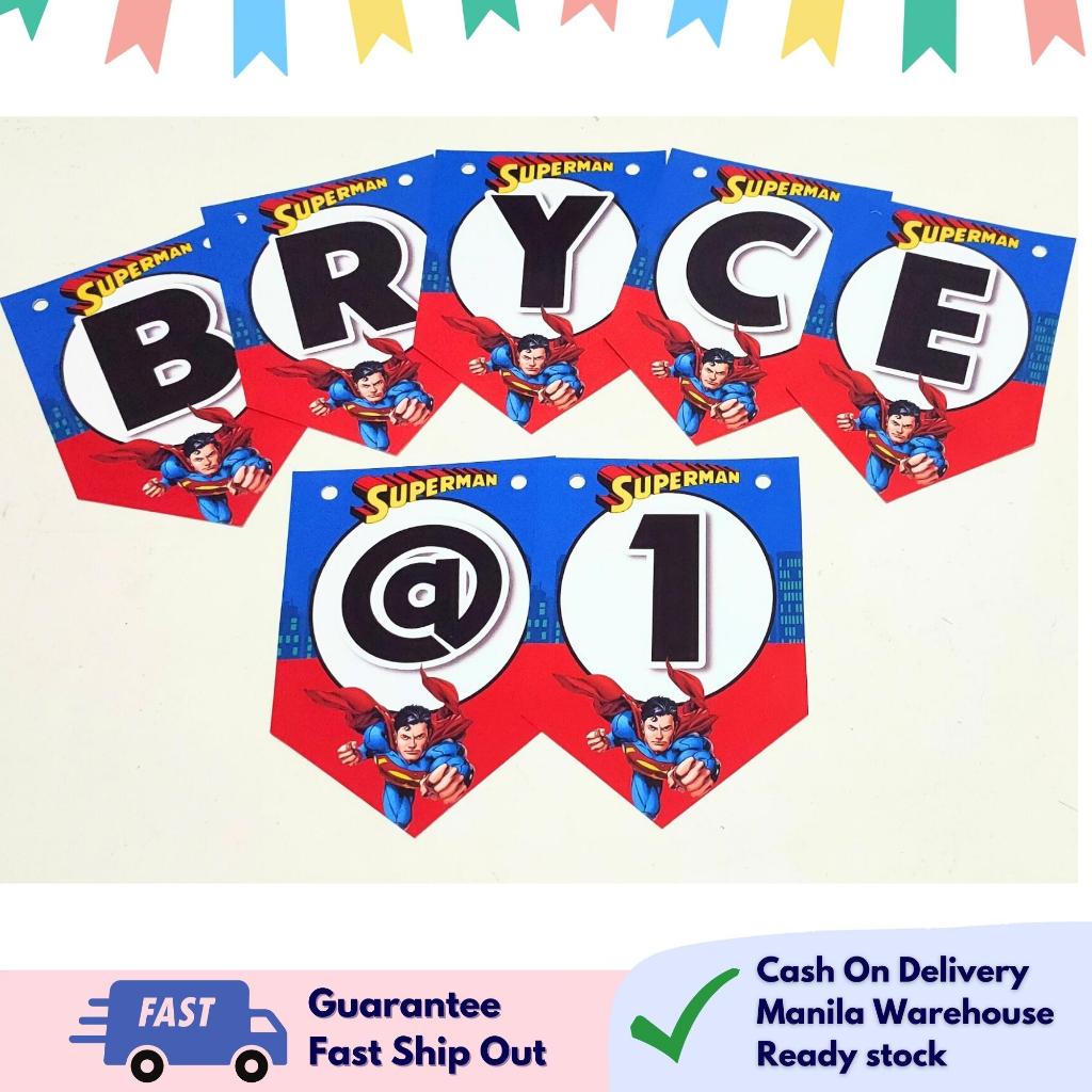 Partify SUPERMAN Theme customizable banner kids girls boy party needs ...