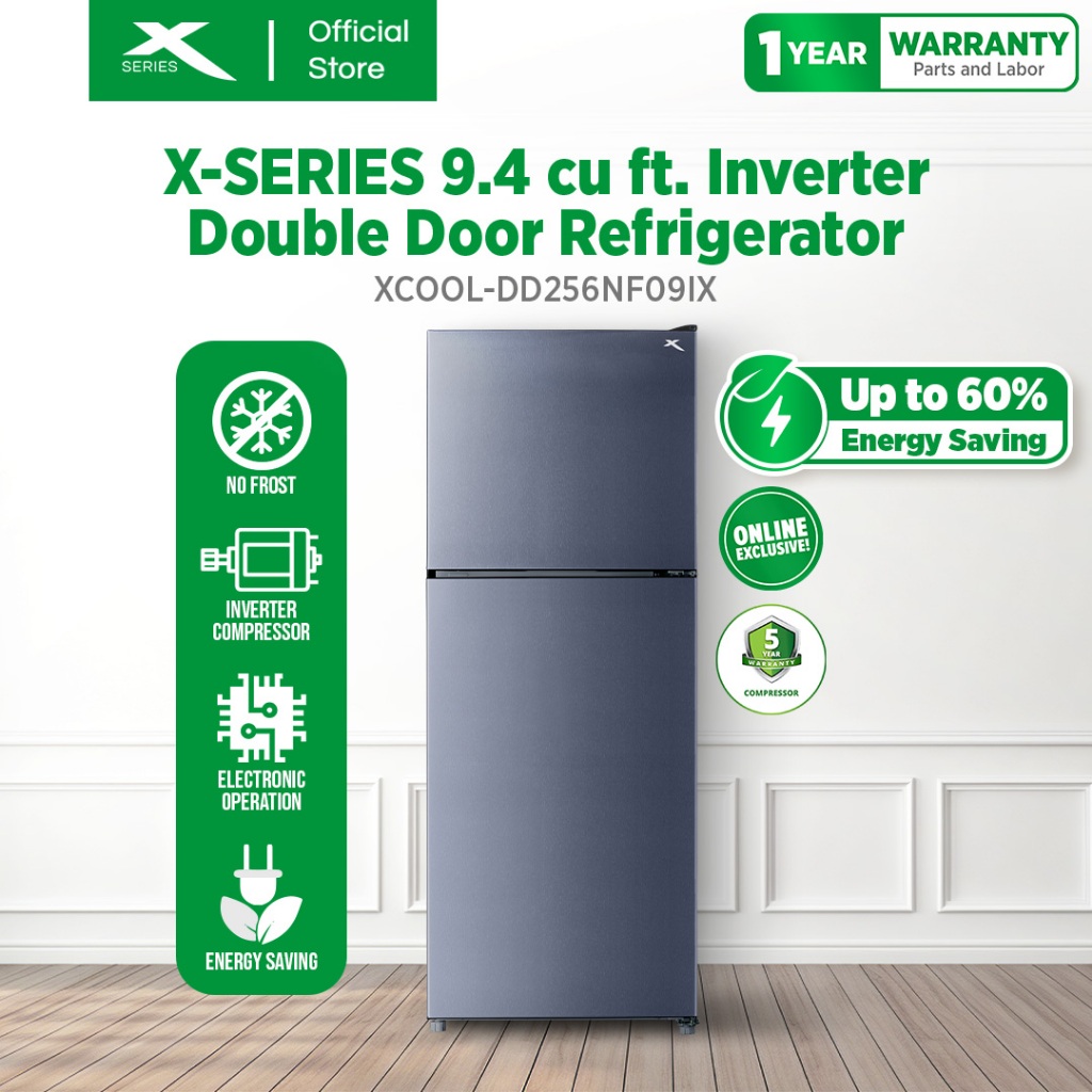 X-SERIES 9.4 cuft. Double Door Inverter Refrigerator No Frost (Silver ...