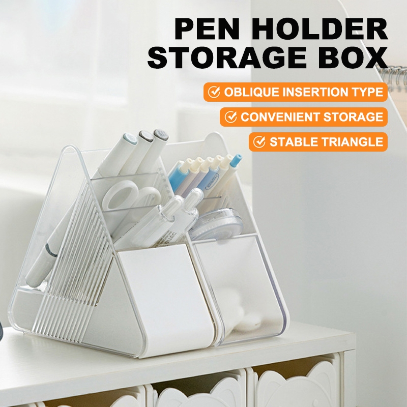 Desk Cute Storage Box Desktop Organizer Triangular Pen Holder Storage ...