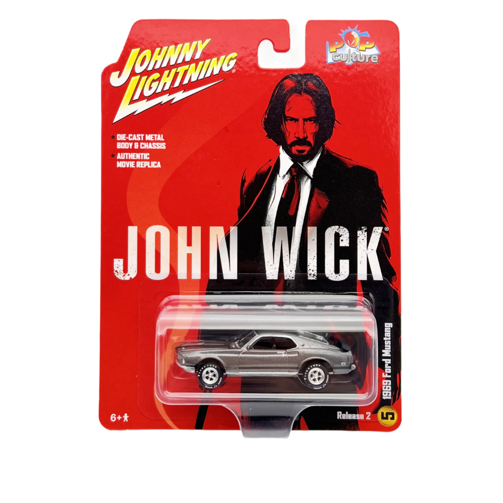Johnny Lightning John Wick – Ford Mustang Mach 1 1969 Grigio 1:64 – Pressofuso JLSP397