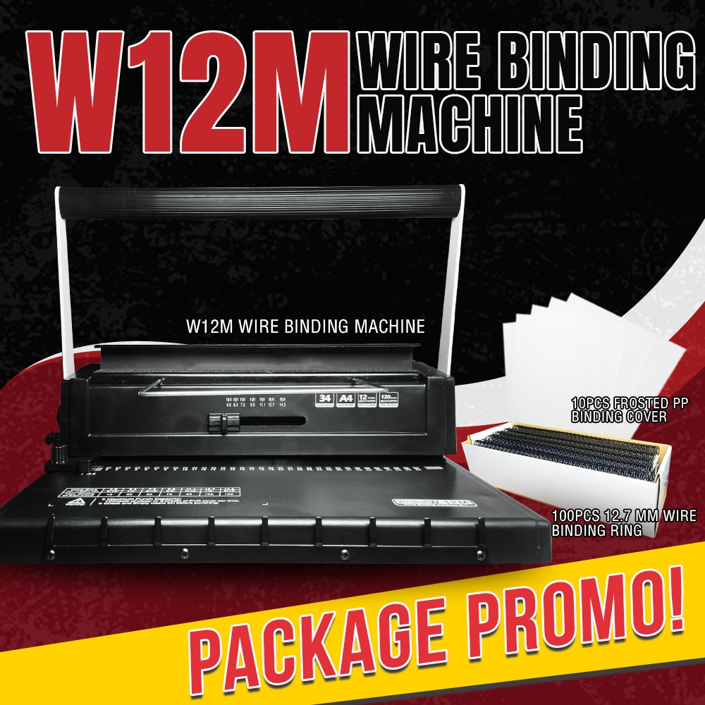 Promo Bundle Wire Binding Machine Q-W12M A4 Size Heavy Duty Binder 3:1 ...