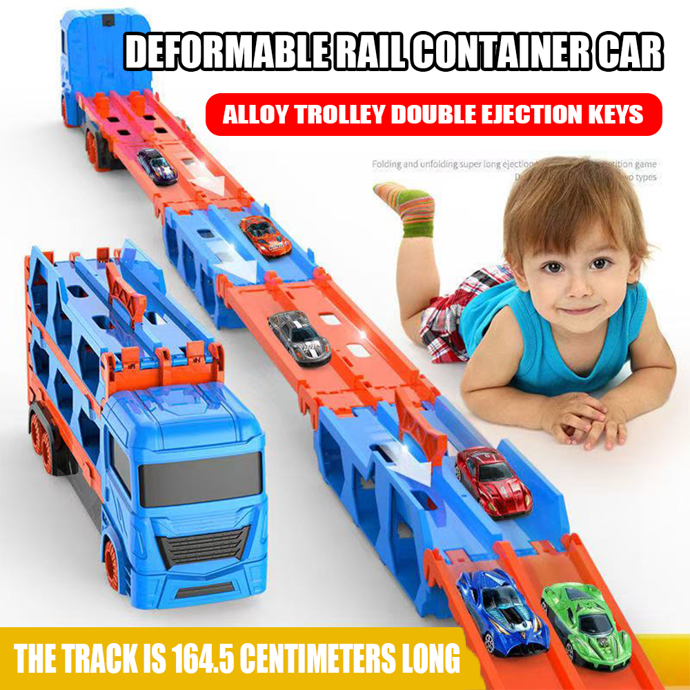 164CM Folding Deformation Container Car Transport Truck Model With 6 ...