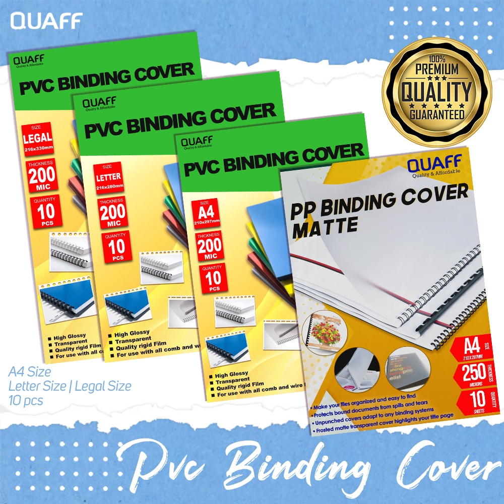 (10sheets) PVC Binding Cover Clear 200Micron & PP Frosted Matte Binding ...