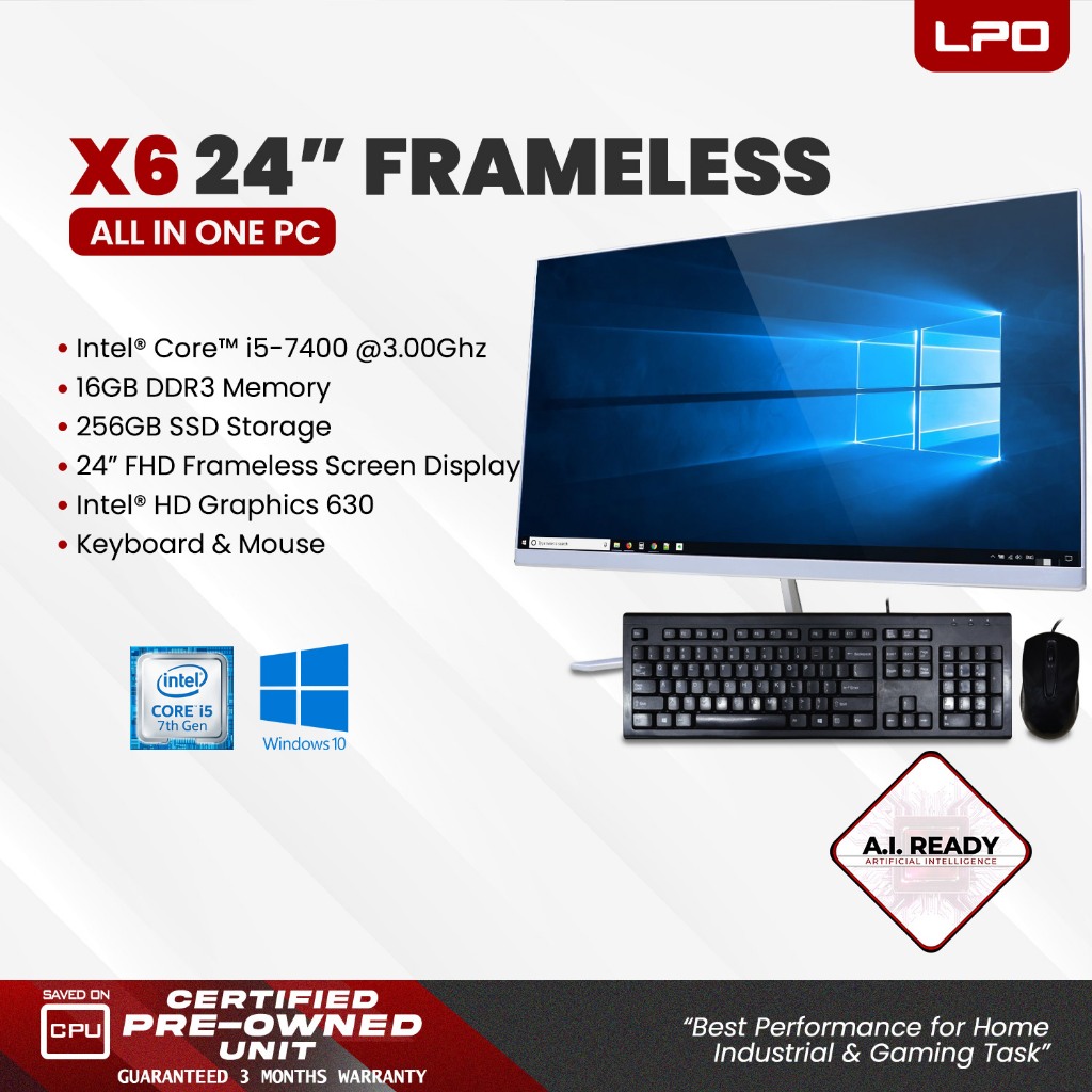 LPO Hailan X6 All in One PC Intel Core i5-7400 3.00Ghz 16GB DDR3 256GB ...
