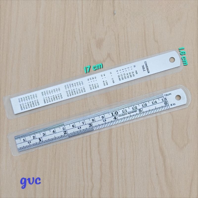 Stainless Steel Ruler with Inches and Centimeter Scales and Conversion ...
