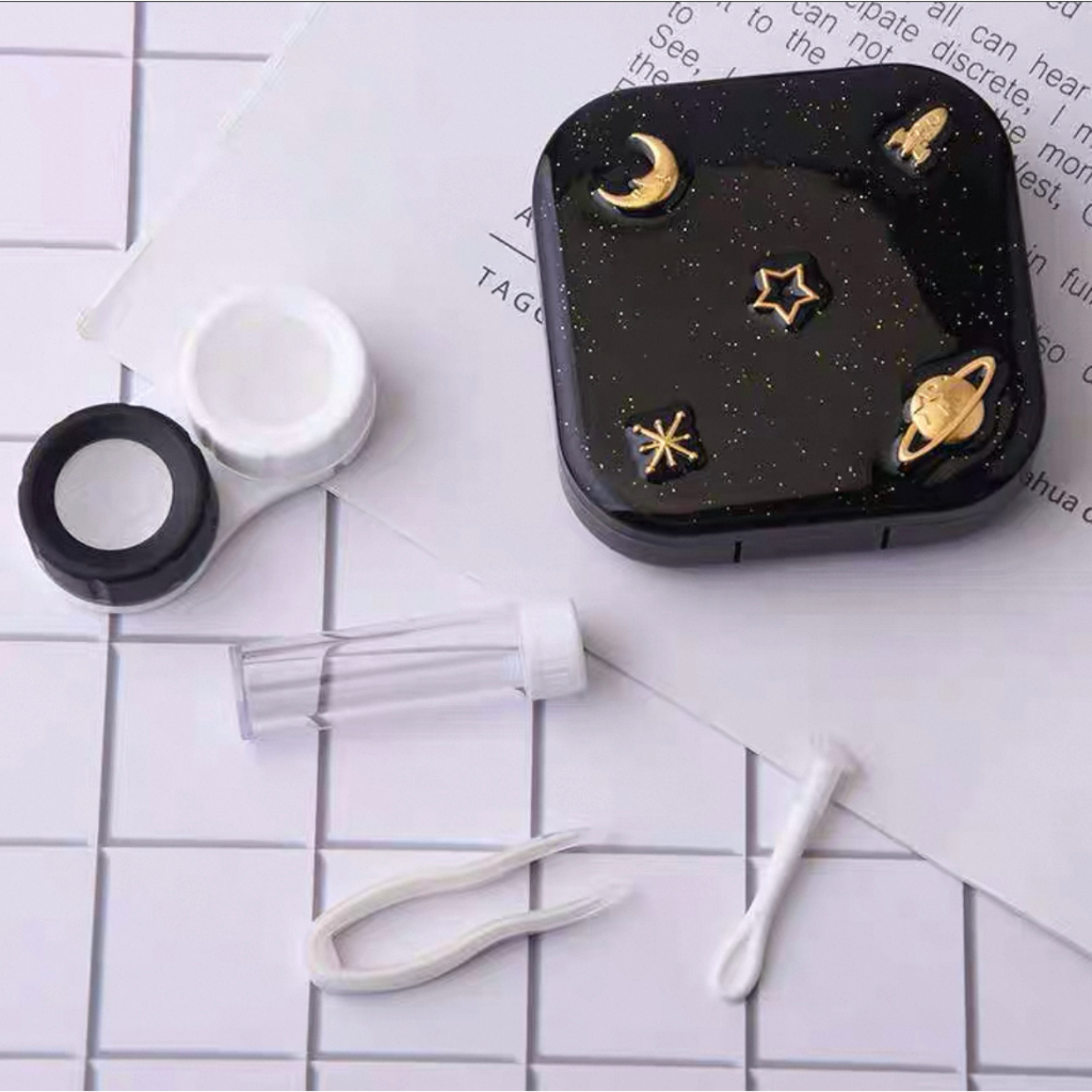 Fashion Contact Lens Case Travel Convenience Kit Mirror Tweezers ...