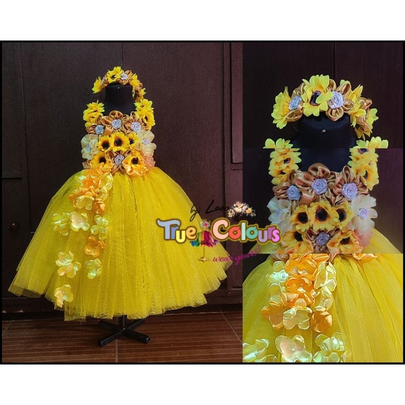 Kids Sunflower Tutu dress with Headpiece (1-8 Years): Birthday