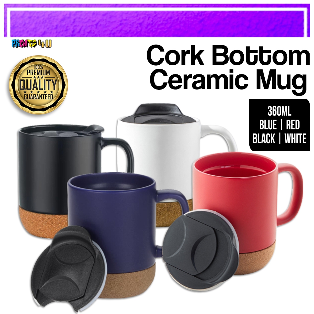 360ml Anti-Heat Bottom Ceramic Coffee Tea Mug with Cork Bottom Spill ...