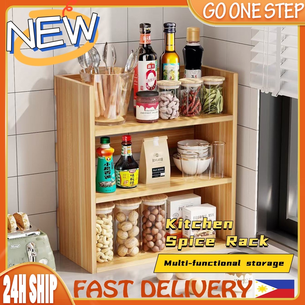 Limited Time Lowest Price 【Wooden】Kitchen Spice Rack 2/3 Layer Storage ...
