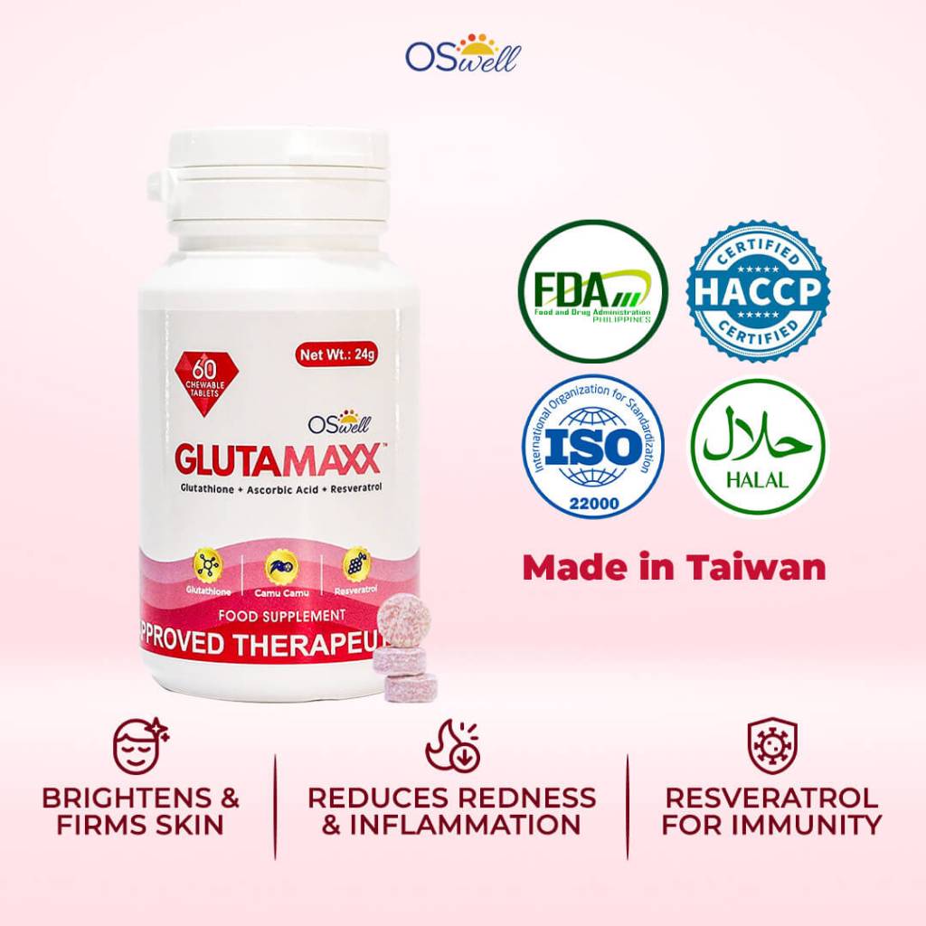 OSwell GlutaMaxx Glutathione Formula| Chewable Whitening, Anti-Aging,  Vitamin C, Dark Spot Reduction